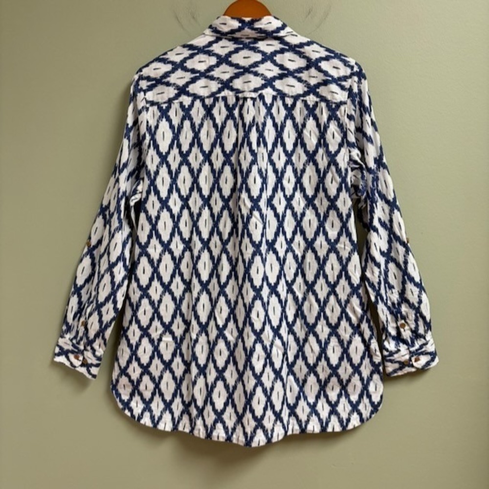 Duluth Trading Co Womens Hemp Organic Cotton‎ Button Shirt Size L Lagenlook Boho - Picture 2 of 10